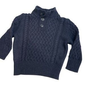 Cat & Jack cable knit grandpa sweater navy blue three button 12 months